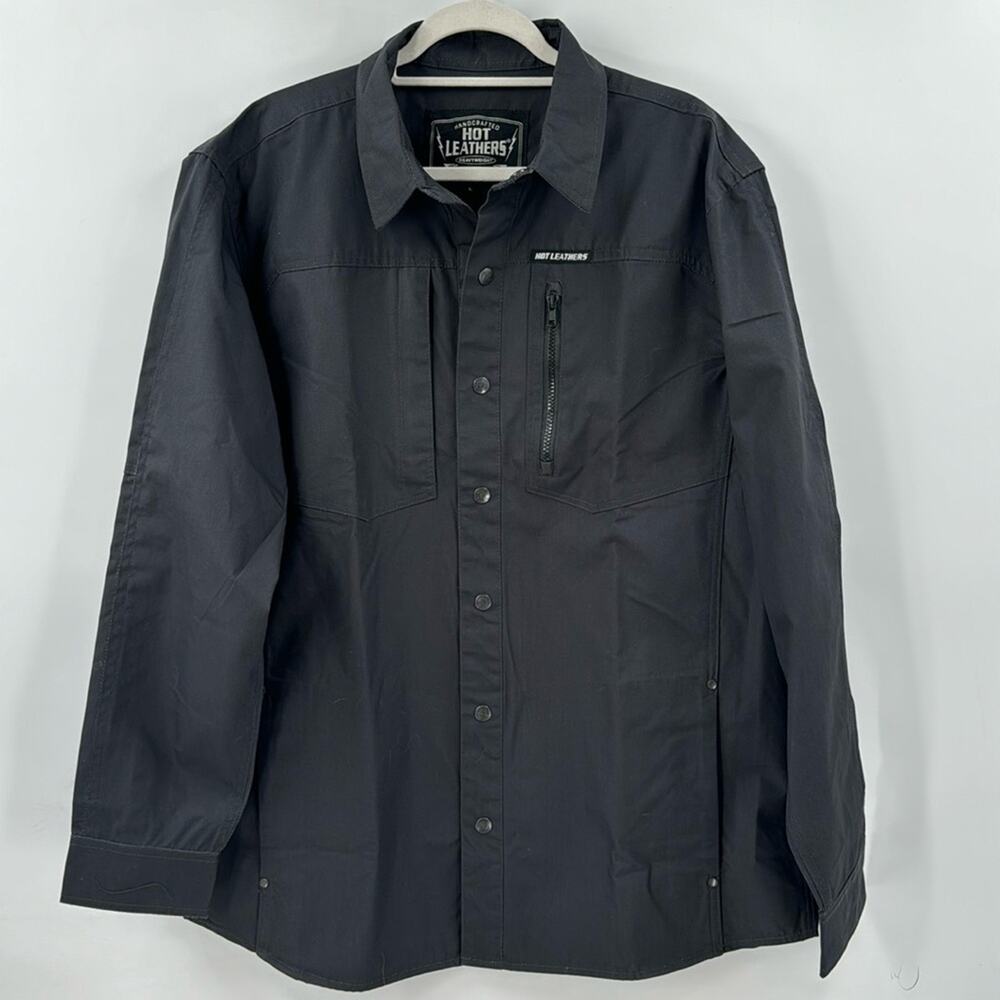 NWT Hot Leathers RSM1001 Men's Black Performance Long Sleeve Riding Shirt